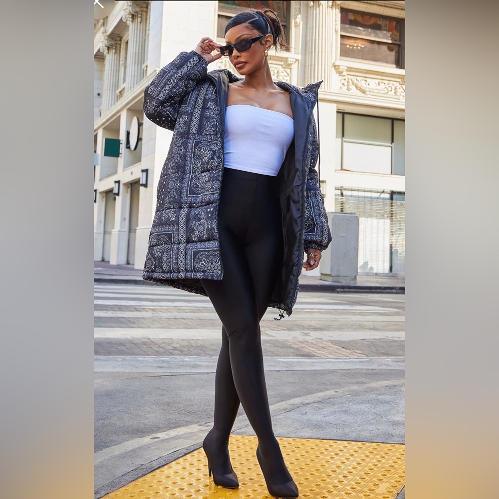 No Bad Vibes Paisley Puffer Trench Coat